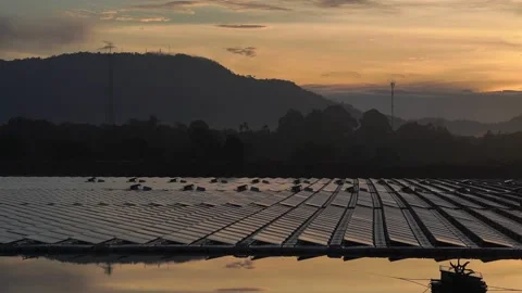 Floating solar panels or solar cell Platform. Stock Footage 145347112
