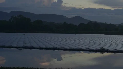 Floating solar panels or solar cell Platform. Stock Footage 145347178