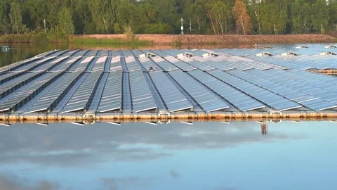 Floating solar panels or solar cell Platform. Видео 145347350