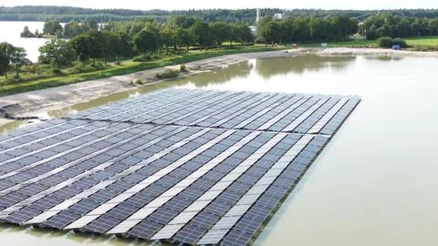 Floating Solar Park Generating Renewable Energy, Drenthe Stock Photos