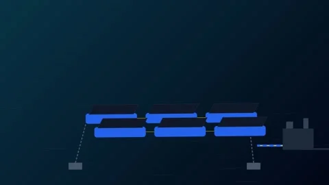 Floating Solar Photovoltaic Pontoon Array Schematic Reservoir Energy System.. Video stock 347696489