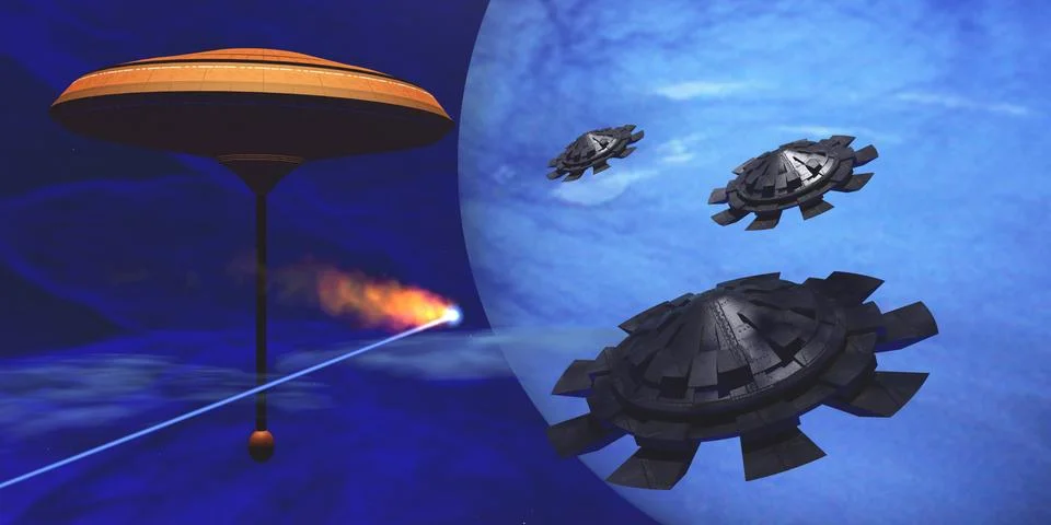 Floating space city Stock Illustration