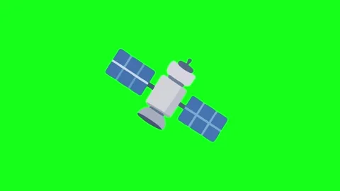 Floating space satellite animation, 2D, green screen Stock Footage 339596257