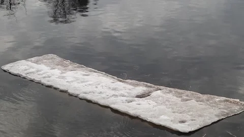 Floating spring ice drift on the river Stock Footage 307998992