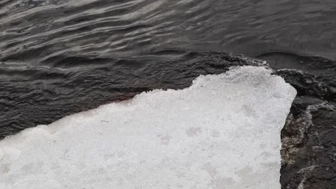 Floating spring ice drift on the river Stock-Footage 307999036