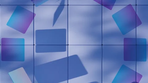 Floating Squares: A Dance of Shadows and Light on a Tiled Blue Canvas.. Stock Footage 297689547