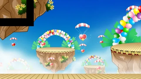 Floating Stage with Sky Balloons - Animated Cartoon Scene Stock Footage 278340760