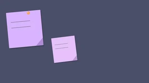 Floating sticky notes with writing on purple background Stock Illustration