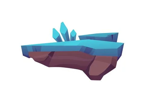 Floating stone ice platform with crystals for a playful design. 스톡 일러스트