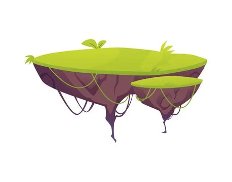 Floating stone platform with green grass for game design. 스톡 일러스트
