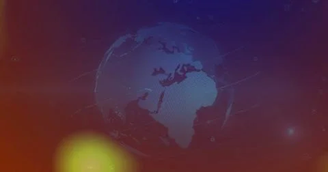 Floating stylized 3D digital globe on virtual interface, with data-flow lines Stock Illustration