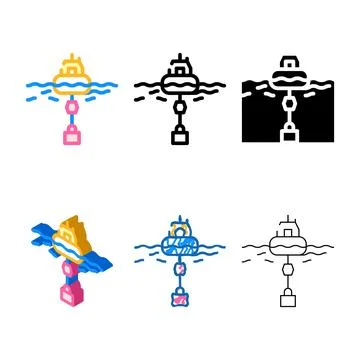 Floating stylized generator tidal power plant color icon vector 库存插图