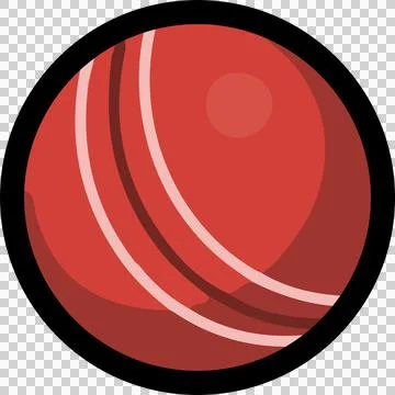Floating stylized red sphere in cricket ball style on transparent base, showing Stock Illustration