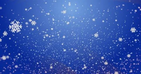 Floating stylized snowflakes drifting across blue gradient backdrop, with Stock Illustration