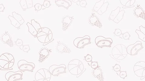 Floating Summer Vacation Doodle Icons Pattern Animation Seamless Loop Stock Footage 320175329