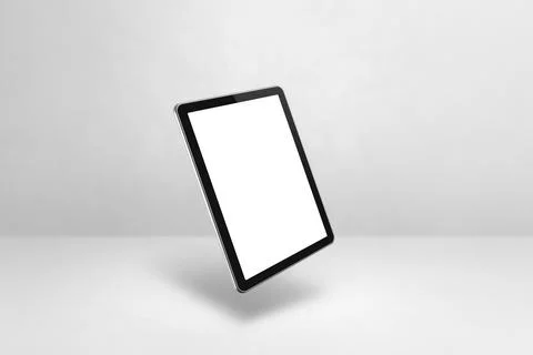 Floating tablet pc computer isolated on white. Horizontal background Stock Illustration