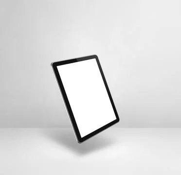 Floating tablet pc computer isolated on white. Square background Stock Illustration