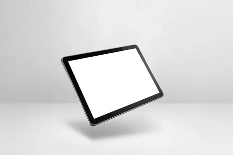 Floating tablet pc computer isolated on white. Horizontal background Stock Illustration