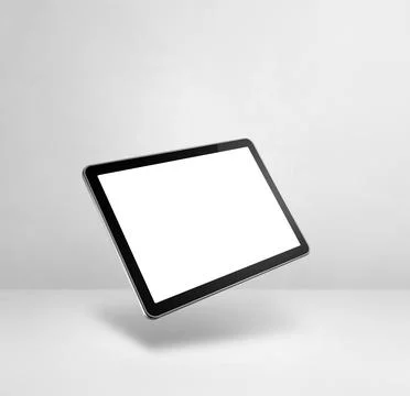 Floating tablet pc computer isolated on white. Square background Stock Illustration