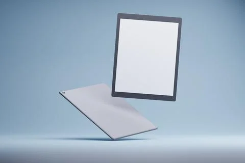 Floating tablets, mockup, studio, background, advertising Stock Illustration