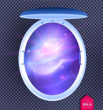 Floating tank with outer space inside Stock Illustration