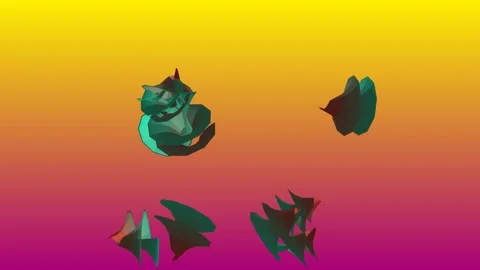 Floating Teal and Dark Red 3D Spiral Shapes on Yellow Gradient Stock Footage 340370888