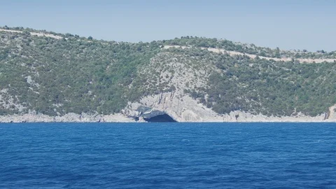 Floating Towards a Greek Cave Hyperlapse Stock Footage 119230607