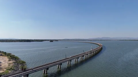 Floating Train at Pa Sak Jolasid Dam Stock Footage 261939932
