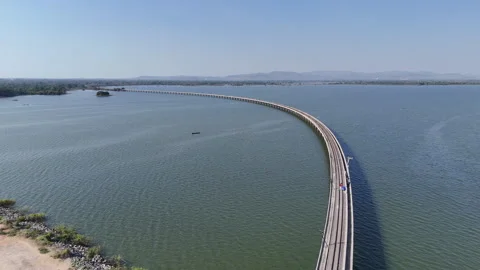 Floating Train at Pa Sak Jolasid Dam Stock Footage 262024901