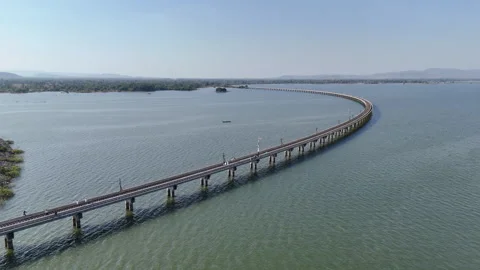 Floating Train at Pa Sak Jolasid Dam Stock Footage 262025133
