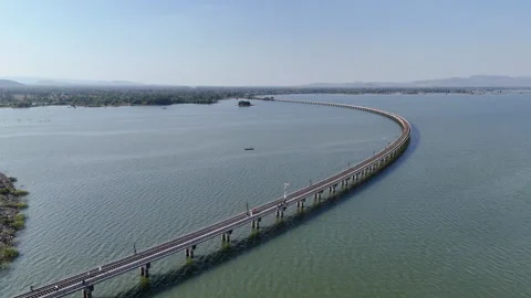 Floating Train at Pa Sak Jolasid Dam Stock Footage 263095124
