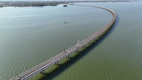 Floating Train at Pa Sak Jolasid Dam Stock Footage 264434689