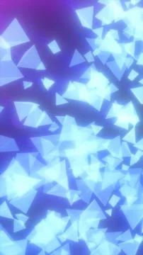 Floating translucent blue triangles and polygon shards on purple gradient, .. Stock Illustration