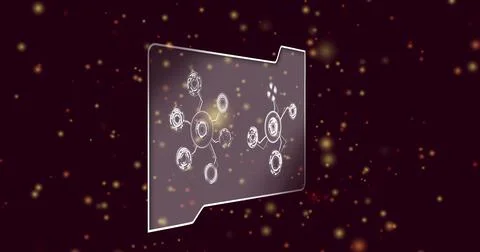 Floating translucent folder with white rim in maroon space, showing golden bokeh Stock Illustration