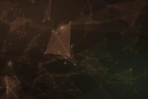 Floating translucent geometric clusters and fine connecting lines create a .. Stock Illustration