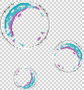 Floating translucent soap bubbles showing aqua blue and purple highlights on イラスト素材