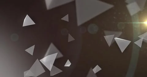 Floating translucent triangular prisms and flat planes forming depth in dark イラスト素材