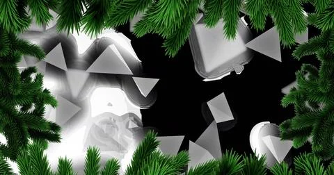 Floating translucent white and gray triangles drifting within digital art, with Stockfoto's