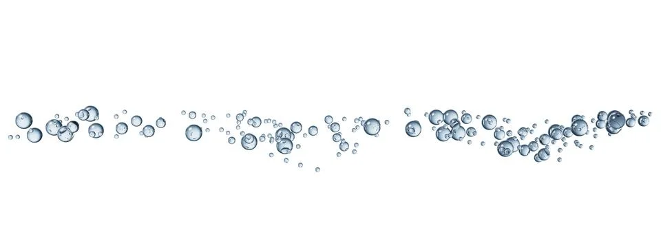 Floating transparent blue bubbles elements, 3d rendering. Stock Illustration