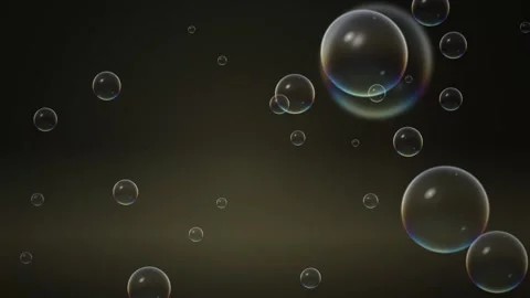 Floating Transparent Bubbles on Dark Golden Background Loop Animation Stock Footage 345209182