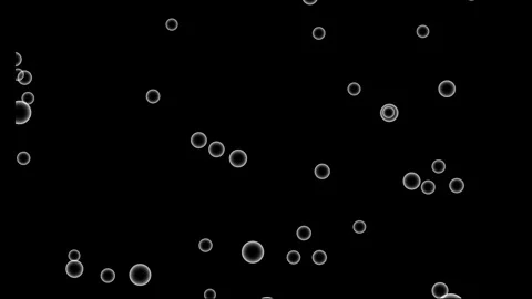 Floating transparent bubbles moving upwards on black background animation l.. Vídeo Stock 337805205