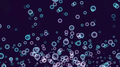 Floating transparent bubbles rising slowly against dark purple background m.. Video stock 342623241