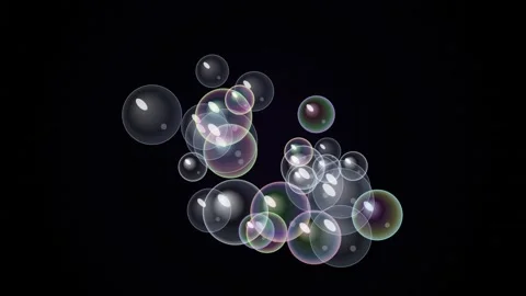 Floating Transparent Glass Bubbles with Soft Reflections Video stock 346018743
