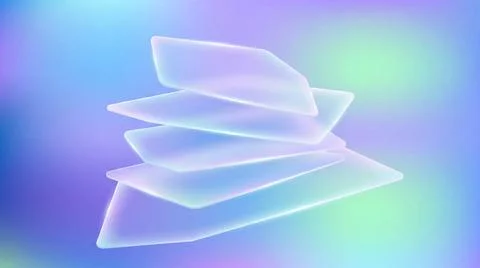 Floating transparent glass rectangles with soft iridescent light effect on .. 스톡 일러스트