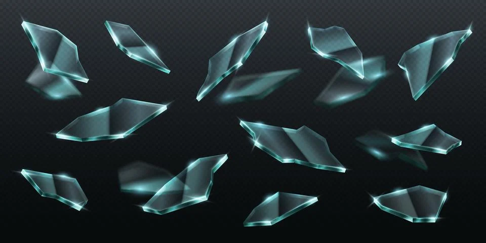 Floating transparent glass shards with sharp edges Stock Illustration