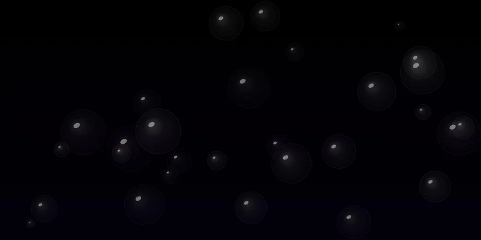 Floating transparent soap bubbles on black background Stock Illustration