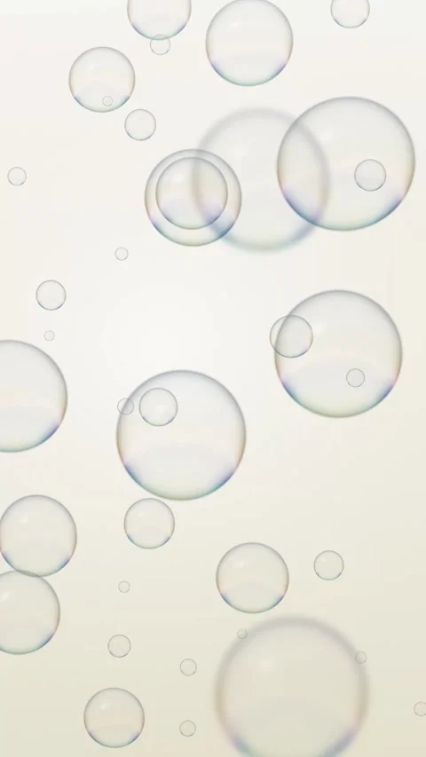 Floating Transparent Soap Bubbles on Cream Background Animation Stock Footage 345304322