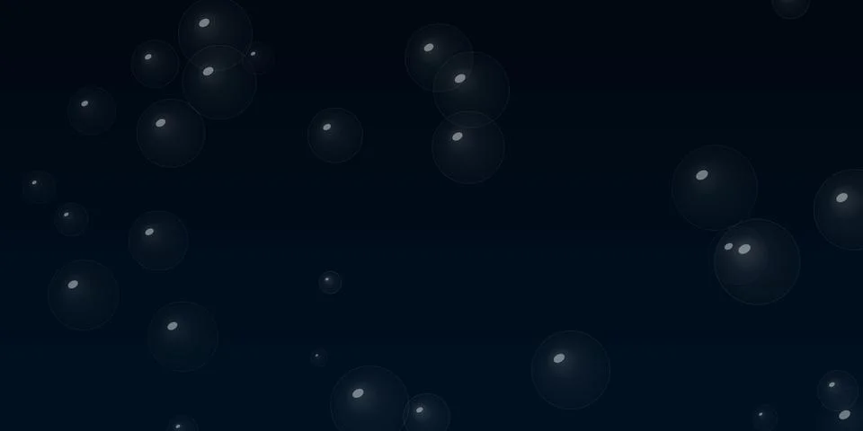 Floating transparent soap bubbles on a dark blue background Stockillustratie