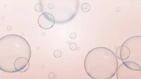 Floating Transparent Soap Bubbles on Soft Pastel Peach Background Stock Footage 346571653