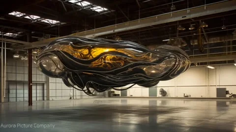 A Floating UFO In A Hangar Stock Footage 240856021